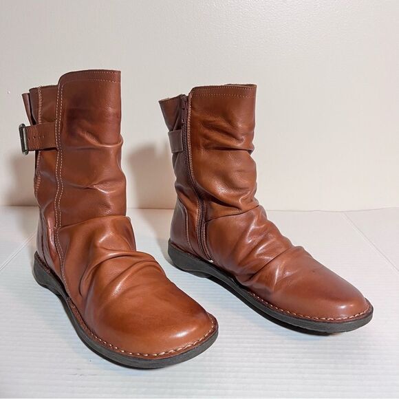 Miz Mooz Parade Leather Wide Width Buckled Mid Boots - Picture 1 of 7
